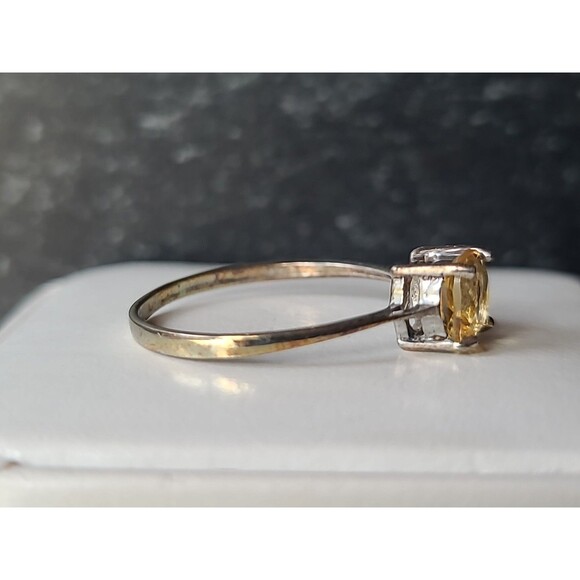 925 Sterling Silver Prong Set Yellow Glass Solitaire Ring, SIZE US 8 Vintage - Picture 6 of 10